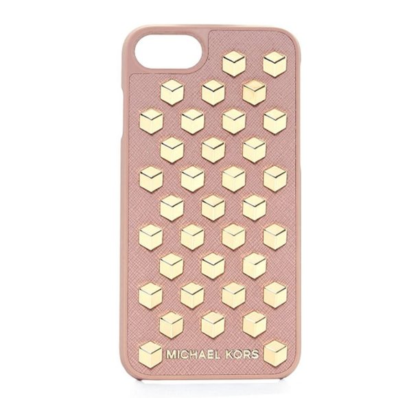 Logo Leather Phone Cover for iPhone XR in LT KHAKI MLT  MICHAEL Michael Kors Women\'s Studded Leather iPhon